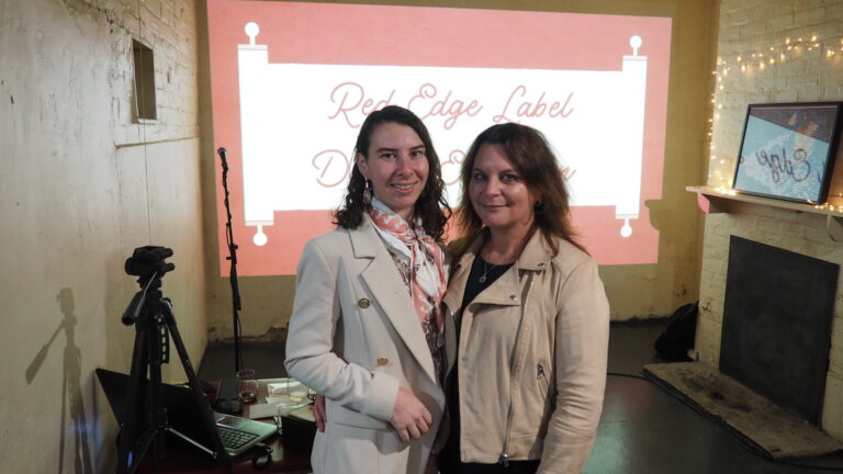 Mum and I in front of the presentation