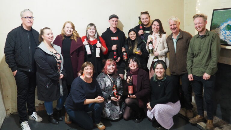 Interns with mentor Kira Tucker from KH Studio, and client Peter Dredge from Red Edge Wine, mentor Brent Nolan from Blunt Agency, and the Youth Take Over Team